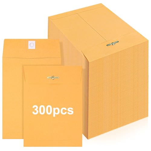 300 Pcs 5x7 Inch Manilla Envelopes with Gummed Clasp Closure - Reinforced, Secure Seal