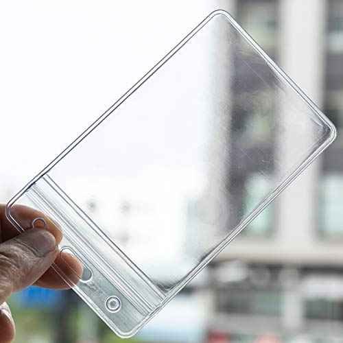 10 Pcs Vertical ID Badge Holders Sealable Waterproof Clear Plastic Holder, Fits RFID/Proximity/Badge Swipe Cards or Credit Card (10)