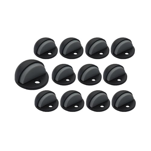 QCAA Low Dome Floor Door Stop, H 25.4 x Diameter 44.5mm, Zinc Die Cast, Matte Black, 12 Pack, Made in Taiwan