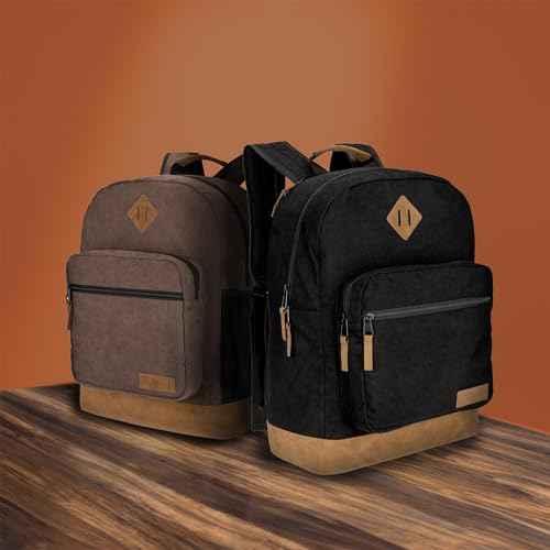 Wrangler Yellowstone Sturdy Backpack for Travel Classic Logo Water Resistant Casual Daypack for Travel with Padded Laptop Notebook Sleeve (Black Corduroy)
