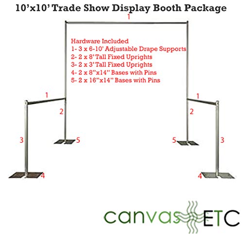 10x10 Trade Show Display Booth Kit with Black Drape Supports & Bases