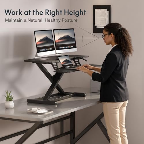 FLEXISPOT 36-Inch Height Adjustable Standing Desk Converter Black
