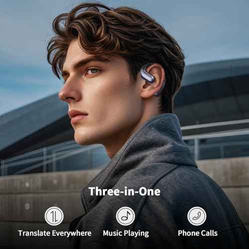 AI Translator Earbuds, Real-Time Translation Earbuds with 134 Language Support, HD Sound, Open-Ear Design, Wireless Bluetooth 5.4, 3-in-1 AI Translator for Travel, Business & Learning (Black)