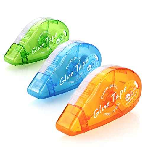 Tamaki 6 Pack Double Sided Tape Roller, Adhesive Scrapbooking Glue, Dispenser Runner for Crafts and Arts Projects, Photo Adhesive for Scrapbooking