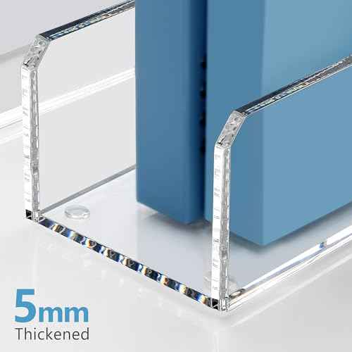 SANRUI 2 Pack Acrylic Magazine File Holder, Vertical File Sorter Holders Desk Organizer, Clear Folder Organizer Document Rack for Office Desktop, Home Workspace, 8.66inx8.46inx3.15in