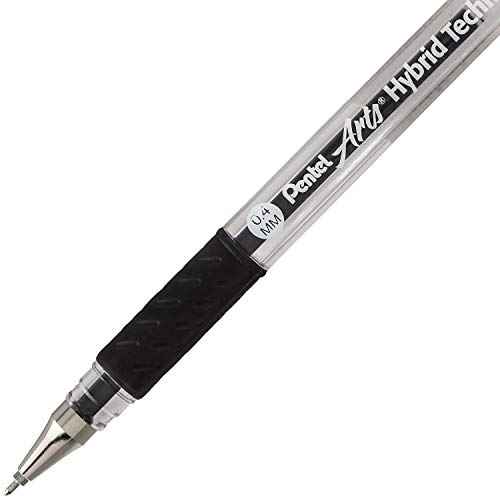 Pentel Arts Hybrid Technica 0.4 mm Pen, Ultra Fine Point, Black Ink, Box of 12 (KN104-A)