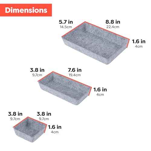 Rajas Goods Drawer Organizer Compatible with Ikea Alex Drawer Unit, 10-Piece Modular Felt Tray Organizer Set, Perfect Fit (Light)