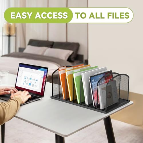 MINDEPOT Black 7-Section Mesh Desk File Organizer - 1 Pack