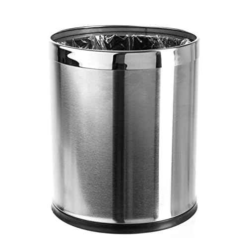 Invisi-Overlap' Open Top Stainless Steel Trash Can, Small Office Wastebasket, Modern Home D?cor, Round Shape