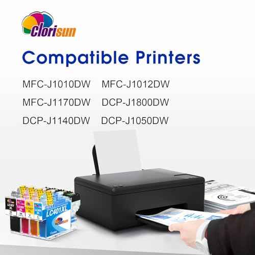Clorisun LC401XL Ink Cartridges Compatible for Brother Printer Replacement for Brother MFC-J1010DW Ink Cartridges LC401 MFC-J1010DW J1170DW J1012DW DCP-J1800DW J1140DW (Black Cyan Magenta Yellow, 4PK)
