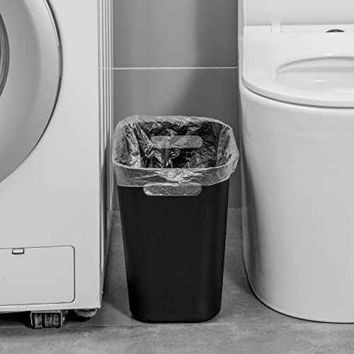 UUJOLY Plastic Small Trash Can Wastebasket, Garbage Container Basket for Bathrooms, Laundry Room, Kitchens, Offices, Kids Rooms, Dorms, 3.5 Gallon, Black