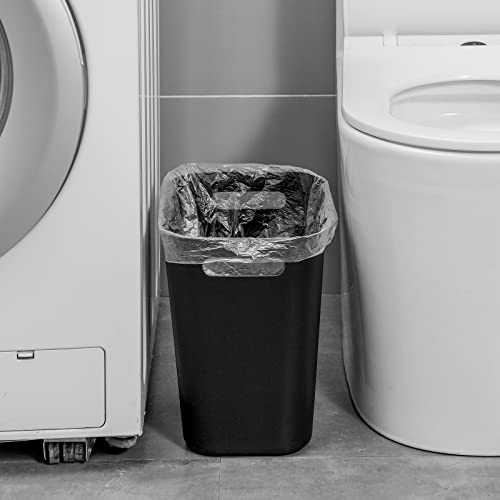 UUJOLY Black Plastic Small Trash Can 3.5 Gallon Wastebasket for Bathroom Kitchen Office