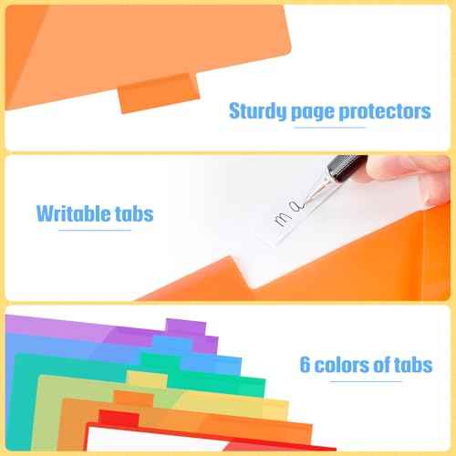Chuangdi 120 Count Binder Dividers with Tabs Pockets 20 Sets 6 Tab Multicolor Plastic Dividers for 3 Ring Binder for School Office Document Organizers Protection
