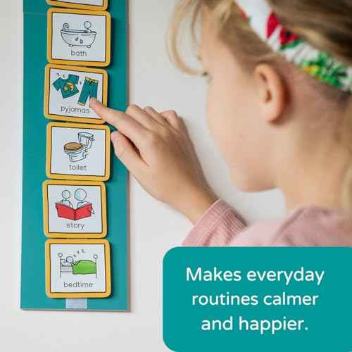 Visual Schedule routine chart for children with pecs cards to support communiation for kids, toddlers, autism, adhd, downs syndrome, dementia.
