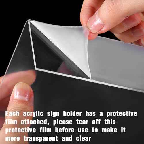 Vicenpal 60 Pcs 7x5 Inch Clear Acrylic Sign Holder Plastic L-shape Vertical Menu Stand, Picture Photo Frames, Table Paper Holder, Flyer Sign Display Stand for Restaurants, Store, Office, Wedding