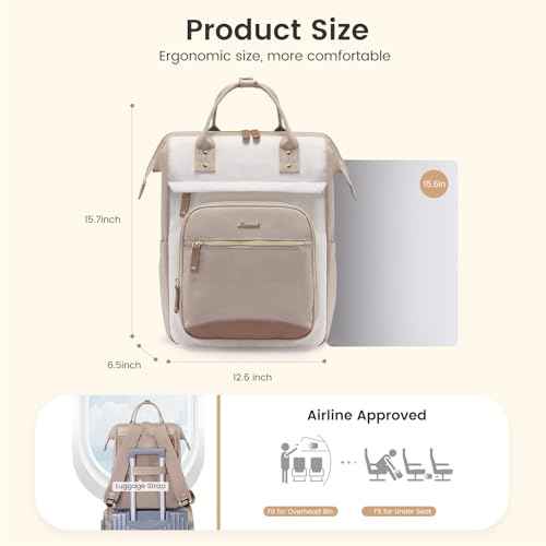 LOVEVOOK Laptop Backpack for Women Work Bag with Large Capacity Cup Side Pocket, 15.6 Inch Waterproof Computer Backpacks Purse, College Bookbag for School, Business, Teacher, Travel