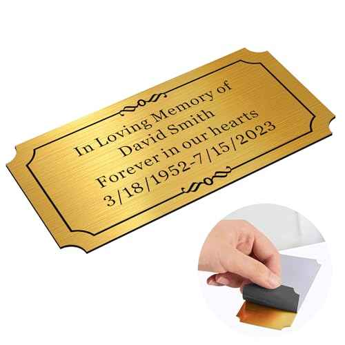 Engraved Name Plates 2" x 4" Urn Name Plate Engraved Trophy Plates Name Plates for Urns Custom Engraved Brass Plaques with Adhesive Backing(Gold, Design 3)