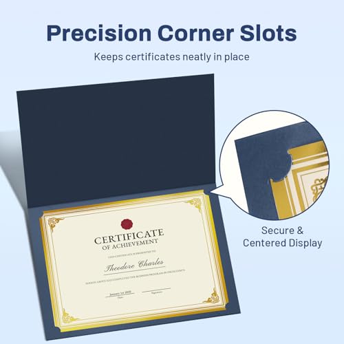 SUNEE Blue Certificate Holders 30 Pack, 8.5x11 Diploma Covers with Gold Foil Border