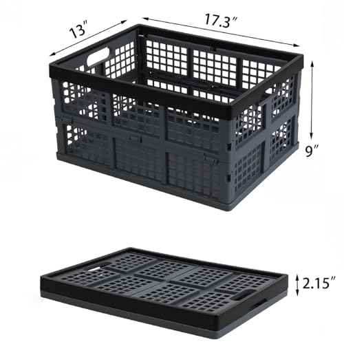 3-Pack 34 L Plastic Collapsible Storage Crates, Large Stackable Folding Storage Crates