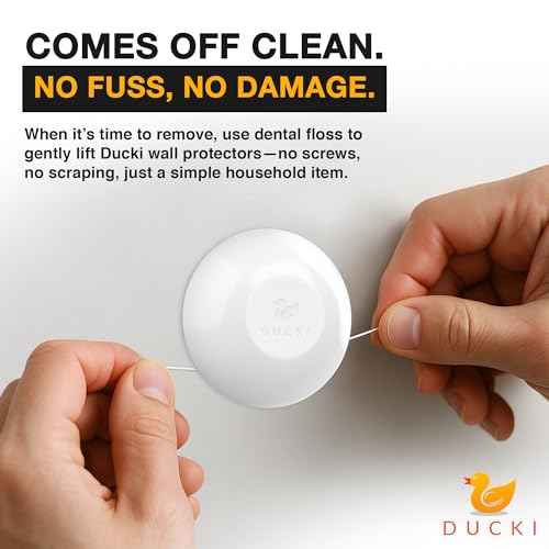 Ducki Door Stop Wall Protectors, 4 Pack Clear, Self Adhesive Reusable Solution for Stopping Wall Damage & Noise from Doors, Refrigerators, & in Your Home or Office, Durable Shock Absorbent & Discreet