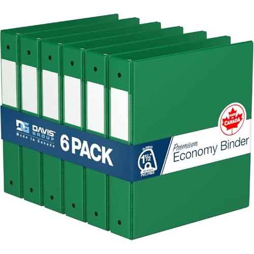 Premium Economy 6-Pack 3-Ring Binders for School or Office, D-Ring Binders, 1.5 Inch, Green