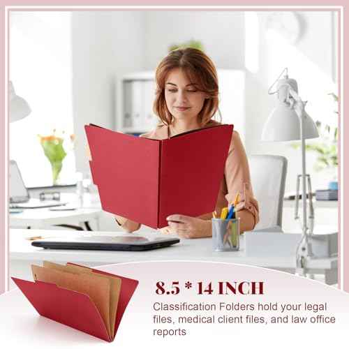 12 Pcs Classification Folders Legal Size 2 Dividers Bulk Pressboard File Folder with Fastener 2 Prongs Heavy Duty Expansion File Organizer for Office School Medical, Fit 8.5x14 Inch Paper