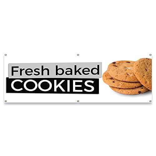 Fresh Baked Cookies | 24" X 72" Banner | Concession Stand Food Truck Single Sided with Grommets | Made in The USA