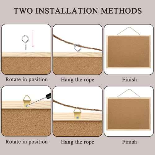 2 Pack Cork Board Bulletin Board, 15.7"X 11.81" inches with Oak Wood Finish Frame, for Wall Office Home and School (Pins, Eye Bolts, gaskets, Screws)