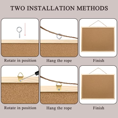 2 Pack Cork Bulletin Boards 15.7x11.8 inches with Oak Frame for Office Home School
