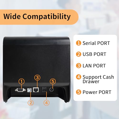 Rongta 80mm Thermal POS Receipt Printer with Auto Cutter - Fast & Reliable