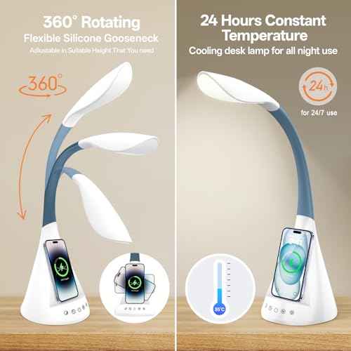 LED Touch Screen Control Desk Lamp, 50 Watt Smart Wireless Fast Charging, 360¡Æ Gooseneck Adjustment, 9Amplified Lighting Modes, 5 RGB Scents, Home Office, Reading, Architects Task Lamps