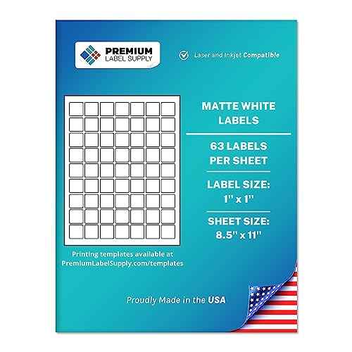 Premium Label Supply White Sticker Square Labels ? 1" x 1" ? Laser/Inkjet Compatible ? (63 per Sheet), 25 Sheets ? 1575 Total Adhesive Labels
