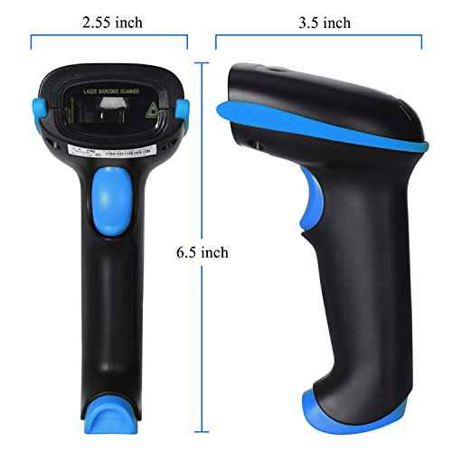 WoneNice 2.4G Wireless Barcode Scanner ? 1D Handheld Cordless Barcode Reader for Retail, Warehouse, Inventory ? 100ft Range, Plug & Play ? Compatible with Windows, Linux, POS (Blue)