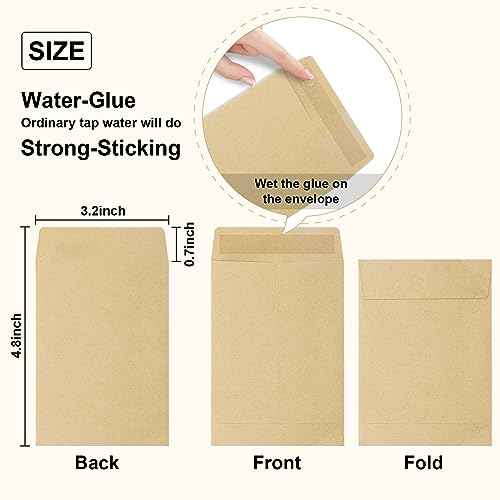 100 Pack Coin Envelopes 3.23"¡¿4.53",Brown Kraft Small Envelopes,Fully sealed seed envelope£¬Kraft Small Coin Envelopes,Seed Envelopes, Mini Envelopes for Office, Home, School