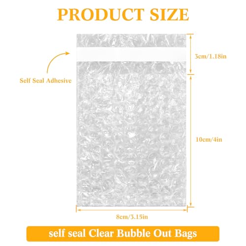 PerKoop Double Bubble Pouches 3.15 x 4 Inch, 200 Pack - Transparent Shipping Bags with Self-Adhesive Seal