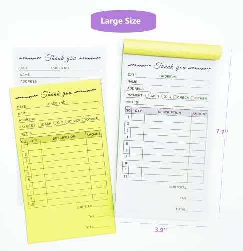 PINKEESEA 1 Pack Thank You Receipt Book with Carbon Copies for Small Businesses 50-Set