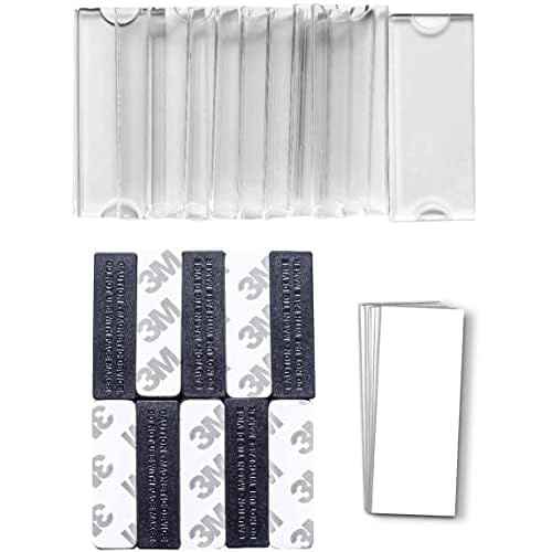 Magnetic Name Tags Kit, Magnetic Badge Holders w/ 3 Strong Neodymium Magnets, 3M Adhesive Tape, Clear Acrylic Mini Sign Display Holder and Printable Name Label, Business Name Tag/ID Badge Set of 20