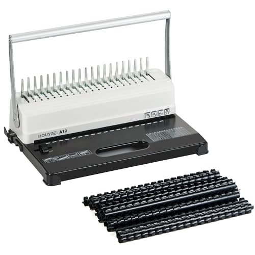 HOUYEE Manual Comb Binding Machine,19 Holes, 450 Sheets,Paper Punch Comb Binder Machine with 50 PCS 1/2" Comb Binding Spines, Fit for Letter Size Paper