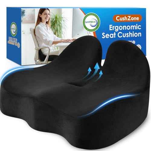 Seat Cushion, Memory Foam Office Chair Seat Cushion for Office Chairs/Car/Long Trip/Desk Chair/Gaming, X-Large Size for Sciatica & Hip & Tailbone Pain Relief, Sciatica Support (Black)