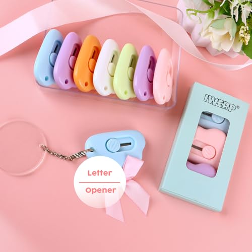 IWERP 3 Pack Mini Cloud Keychain Box Cutter - Retractable Letter Opener