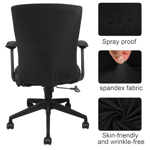 Regular Black 4 Pcs Office Chair Cover Set - Milk Silk Protectors & Armrest Pads