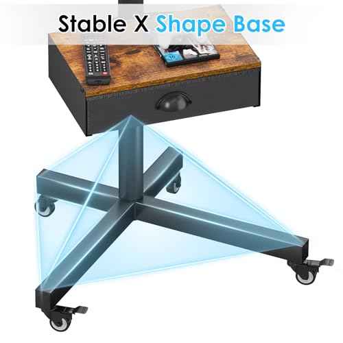Mobile TV Stand with Drawer for 23-60 Inch Flat/Curved Screen,Tilt Rolling TV Cart on Wheels with Adjustable Height Portable TV Floor Stand Holds up to 50 lbs for Indoor Outdoor Max VESA 400x400mm