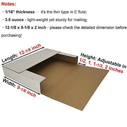 ROTCH 50 Pack 12.125x9.125x2'' Cardboard Easy-Fold Shipping Boxes, Small Corrugated Mailers in Versatile Height, White (EZ1292)