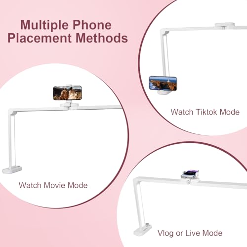 iVict Nail Desk Lamp, 34" Nails Tech Light with Phone Stand, 0-100% Adjustable Brightness, 3000K-6000K Color Temperature Led Desk lamp for Nail, Tattoos, Eyebrows, Beauty