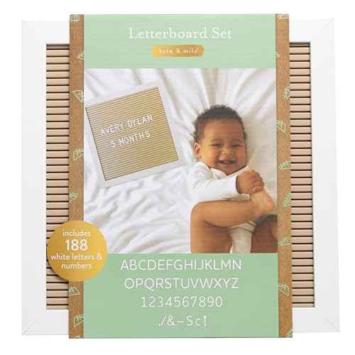 Kate & Milo Letterboard, Taupe, Classic Wooden Letterboard, Baby Keepsake Photo Prop, Taupe Letterboard Keepsake For Milestones, Gender Neutral Nursery Decor, Baby Announcement Prop