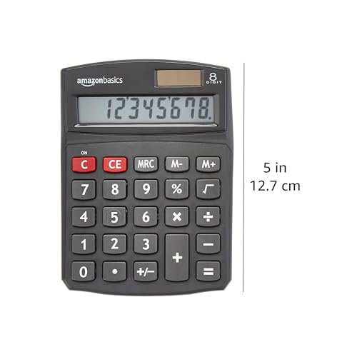 Black 8-Digit LCD Desktop Calculator - Portable & Easy to Use, 1-Pack