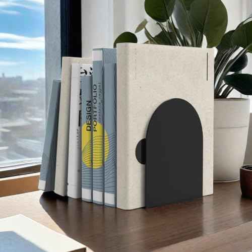 Lulonpon 16 Pieces Book Ends, Bookends, Books Stand, Metal Bookend for Shelves, Black Book Ends for School, Library, Desktop Organizer