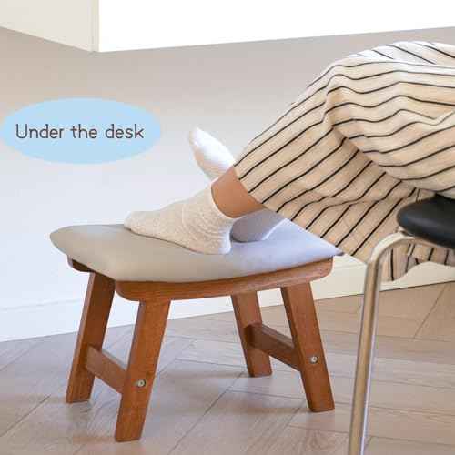 Foot Stool with Leather Cover,Foot Rest Made of Wooden for Couch,Bench,Sofa,Under Office Desk