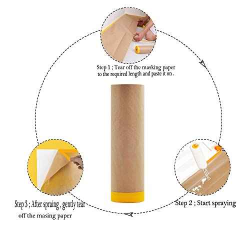 Pre-Taped Paint Masking Paper and Masking Tape Sets, 22inch-50feet Painters Paper and Painters Tape, Automotive Paint Paper, Tape and Drape Waterproof for Painting Protection Covering (6)