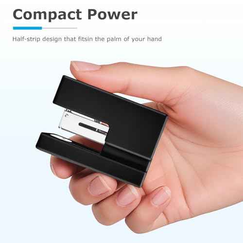 Mini Stapler - Small Cute Desk Staplers - 25 Sheet Capacity with 830 Staples and Staple Remover, Desktop Stapler for Office, School, Home, Black